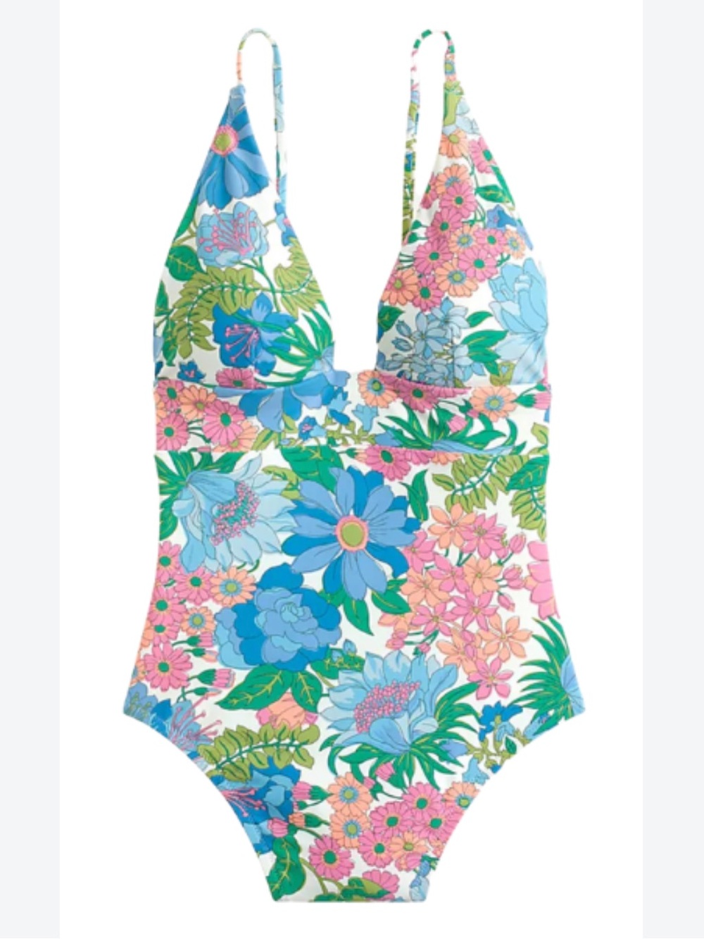 J Crew Floral Swimsuit Deep V French Cut 12 Bathing Suit Beach Vacation Resort